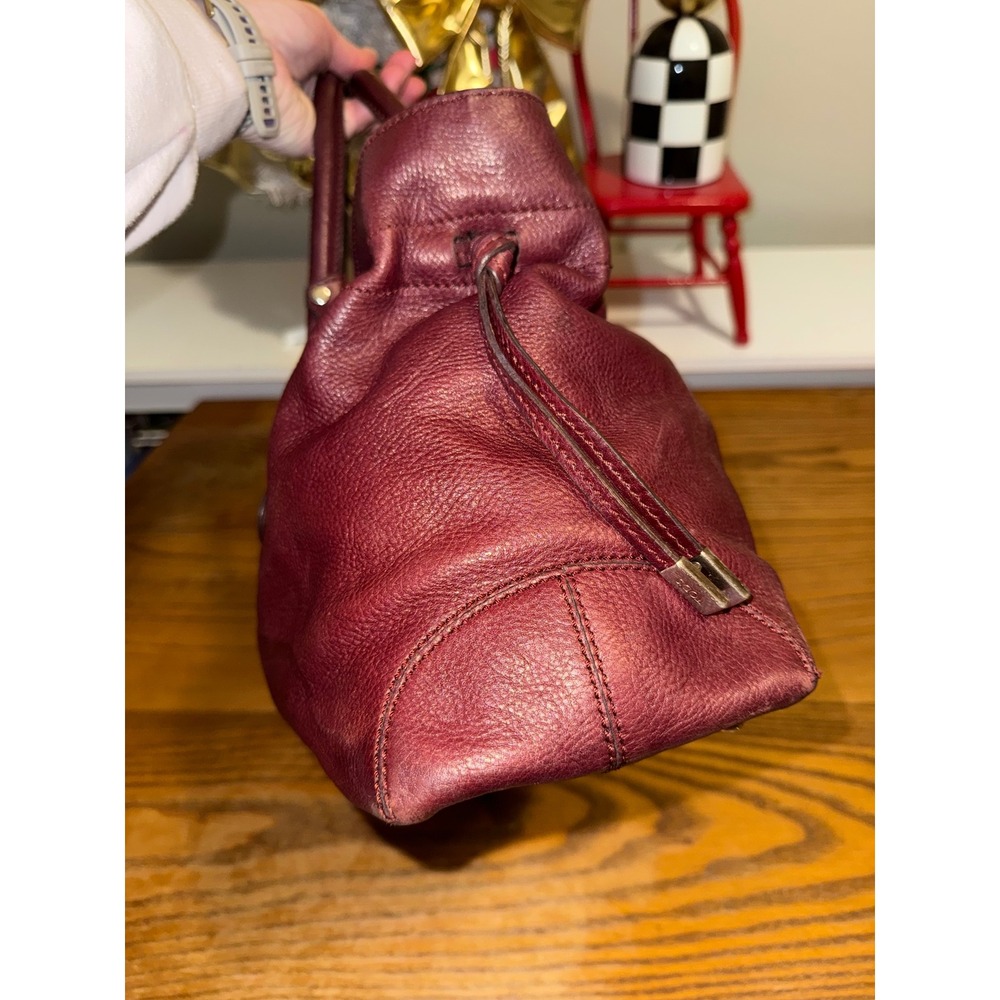 Tods Burgundy Leather Satchel Handbag Made in Italy Oxblood‎ Tote Bag - Picture 4 of 14